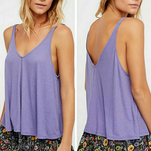 Free People Tops - Free People Dani tank top dusty iris purple ribbed knit extra small XS NWT